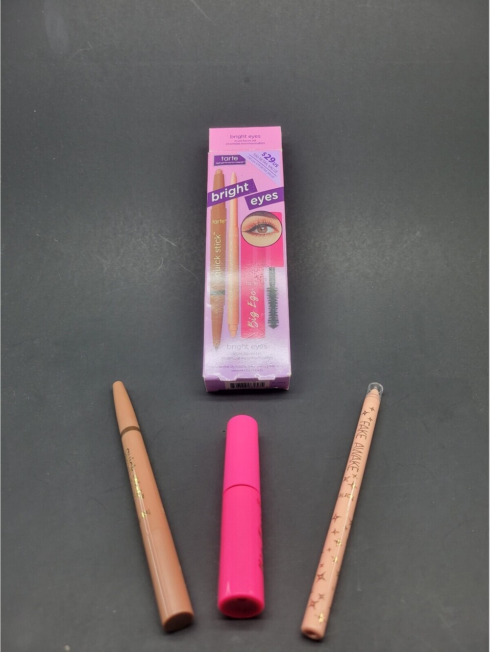 Tarte 3 Pc Set: Quick Start Eyeshadow, Fake Awake Eyeliner, & Big Ego Mascara